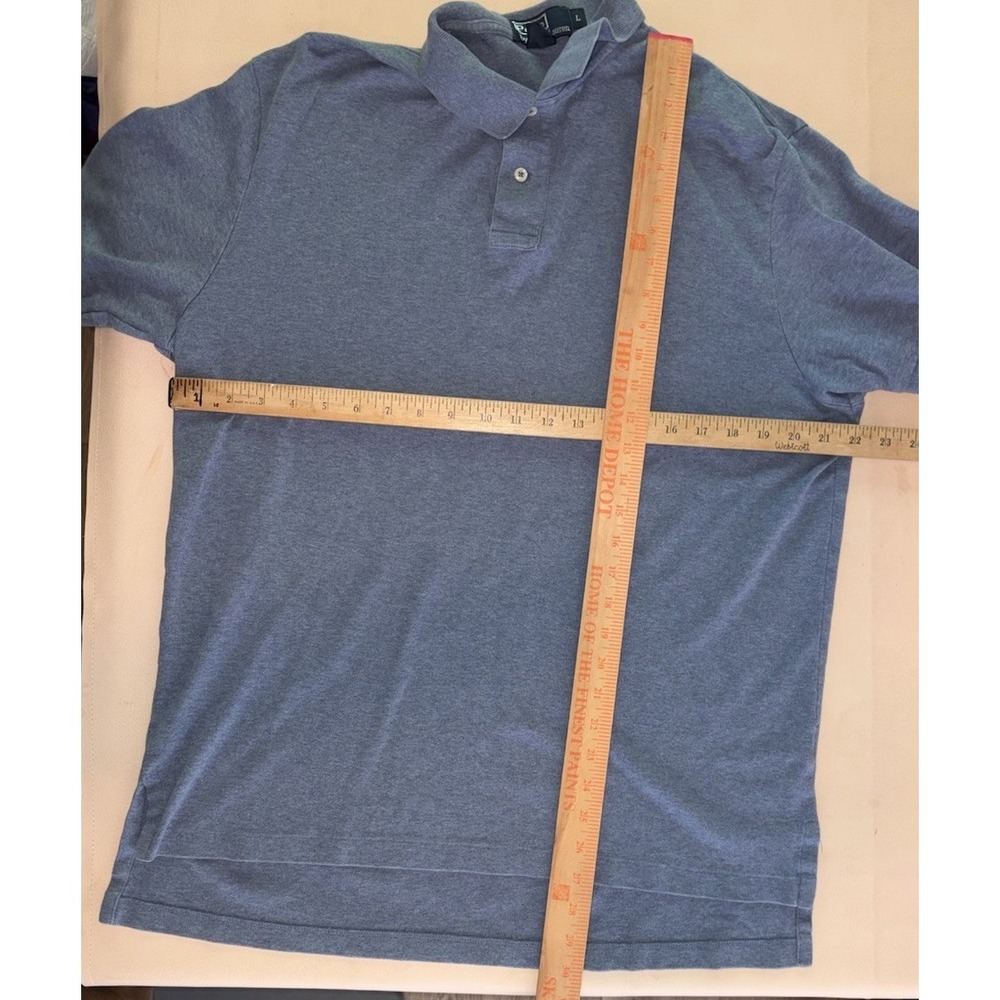 Polo Ralph Lauren Polo Shirt Mens Large Solid Blue Short Sleeve Brown Pony - Picture 3 of 7